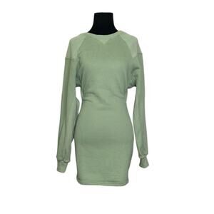 EVNL green long sleeves open back mini dress size Small